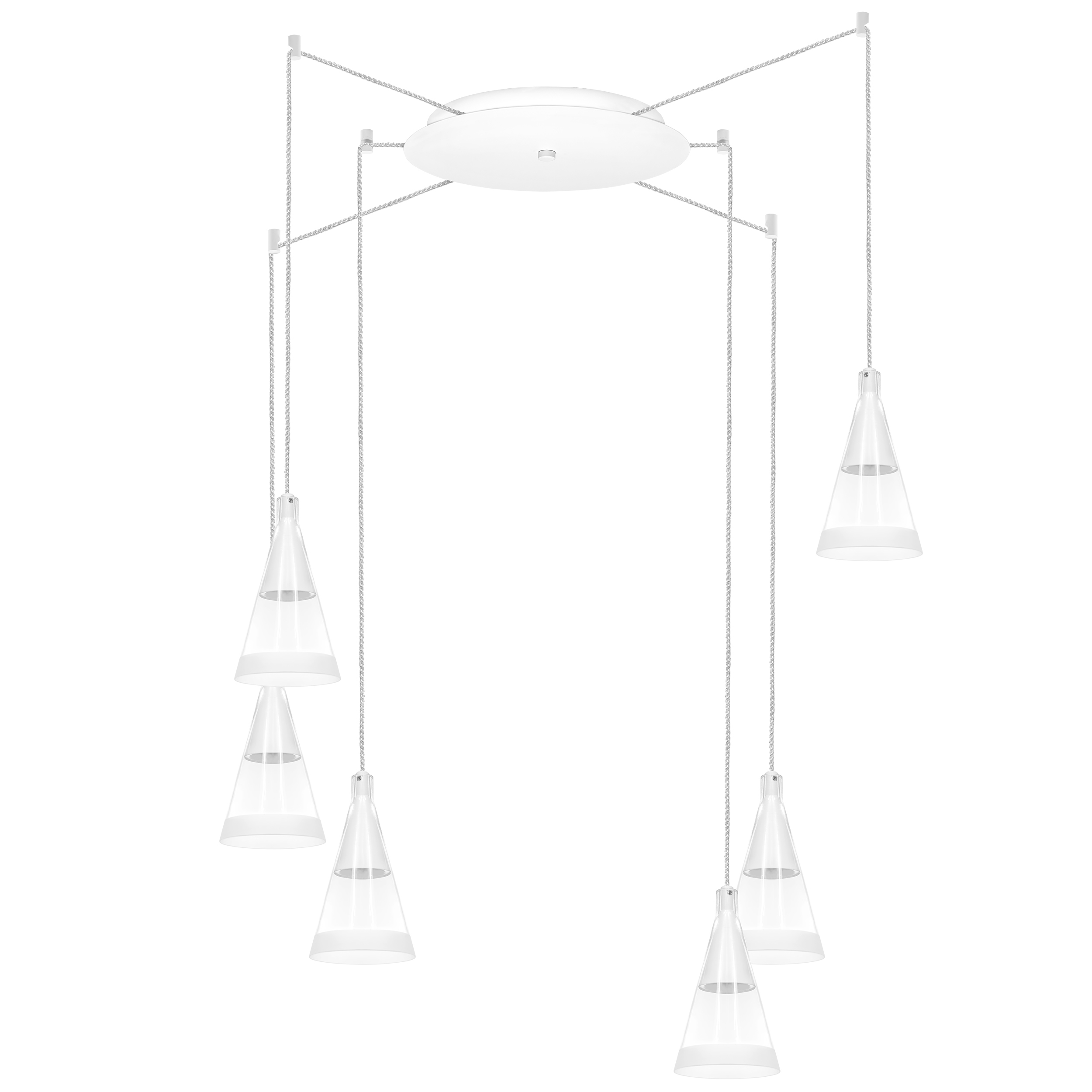 Люстра CONE 6х40W GU10 БЕЛЫЙ МАТОВ/ПРОЗРАЧНО-МАТОВЫЙ