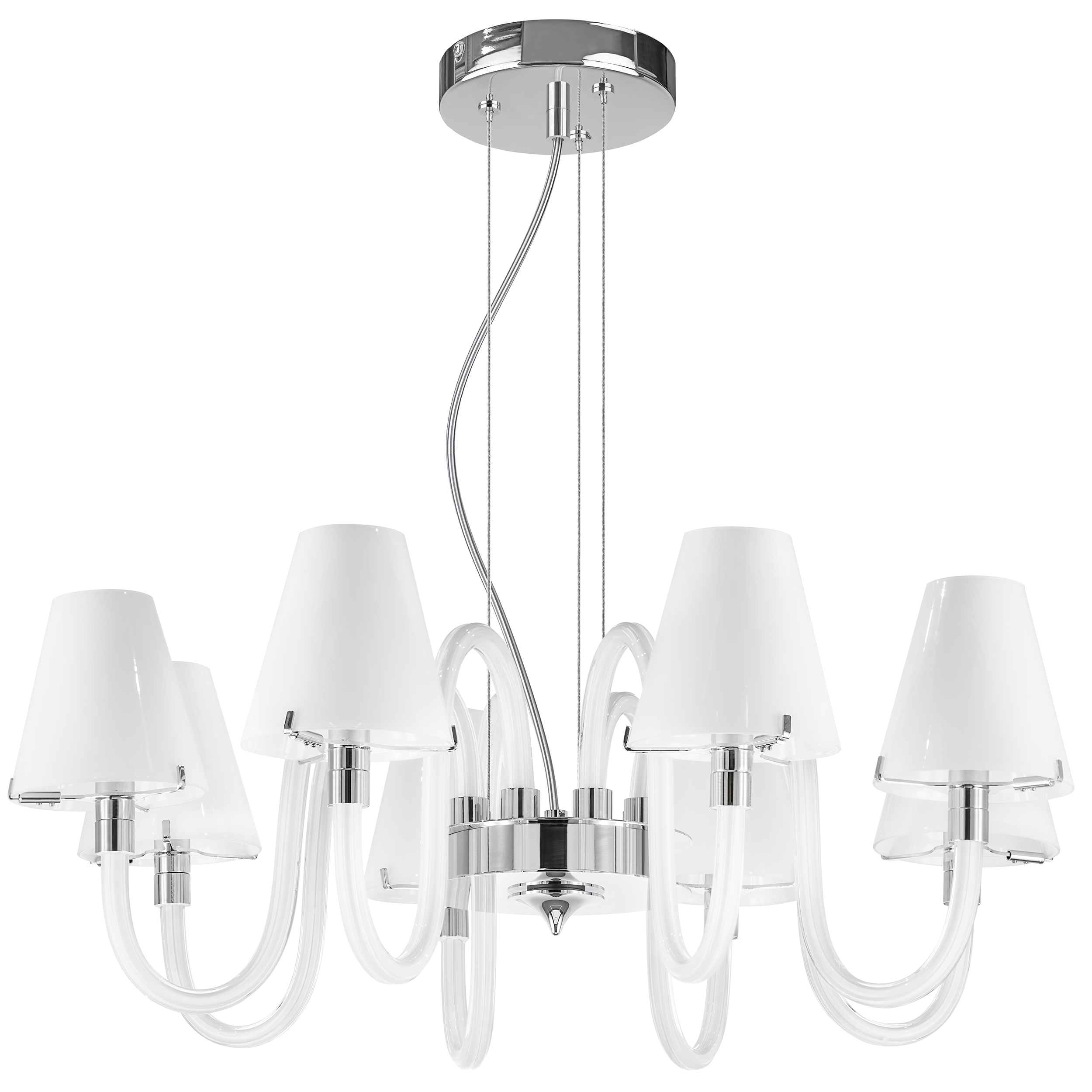 Люстра подв. BIANCO 8х40W G9 ХРОМ БЕЛ. стекло