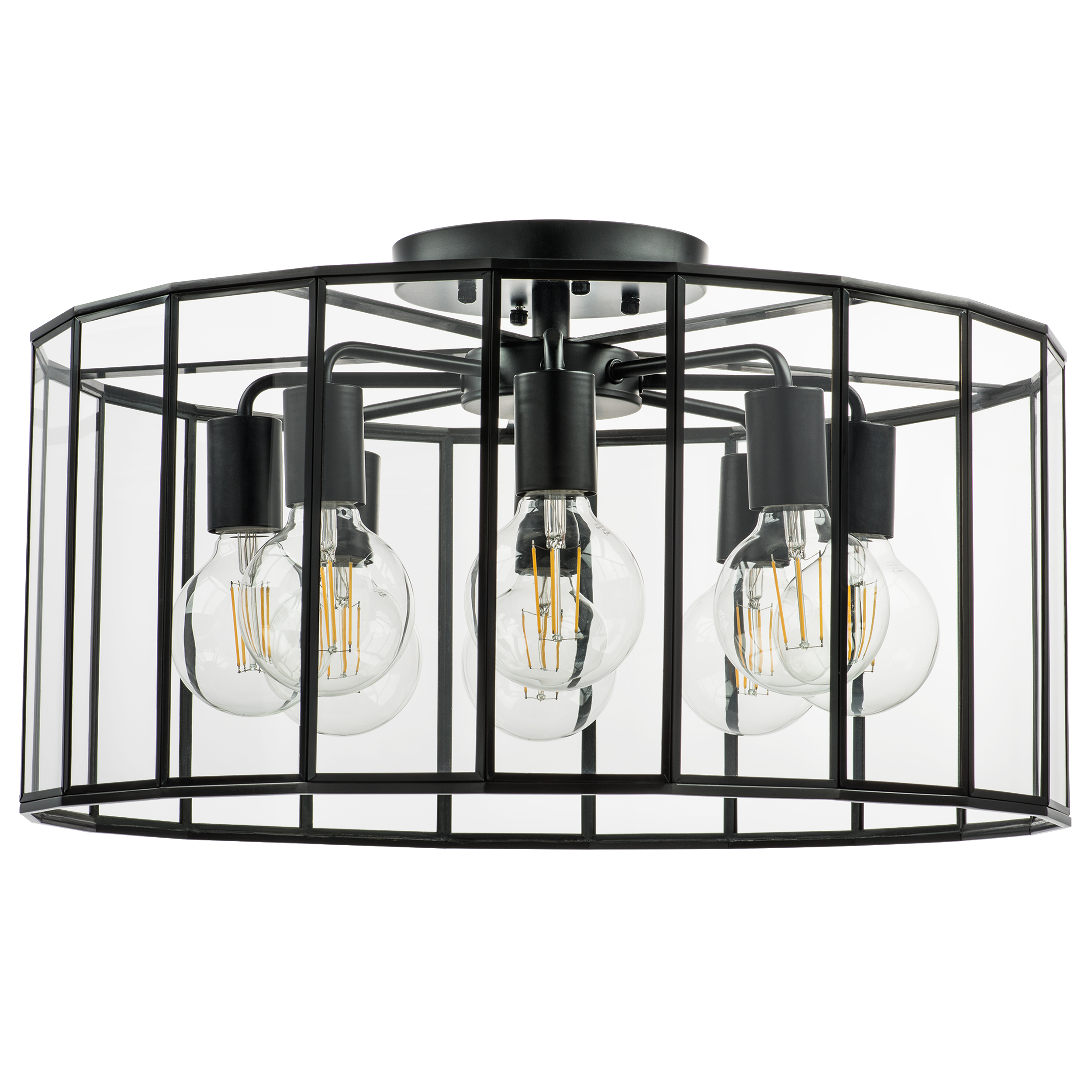 Люстра GENNI 8х40W E27 ЧЕРНЫЙ МАТОВЫЙ/ПРОЗРАЧНЫЙ
