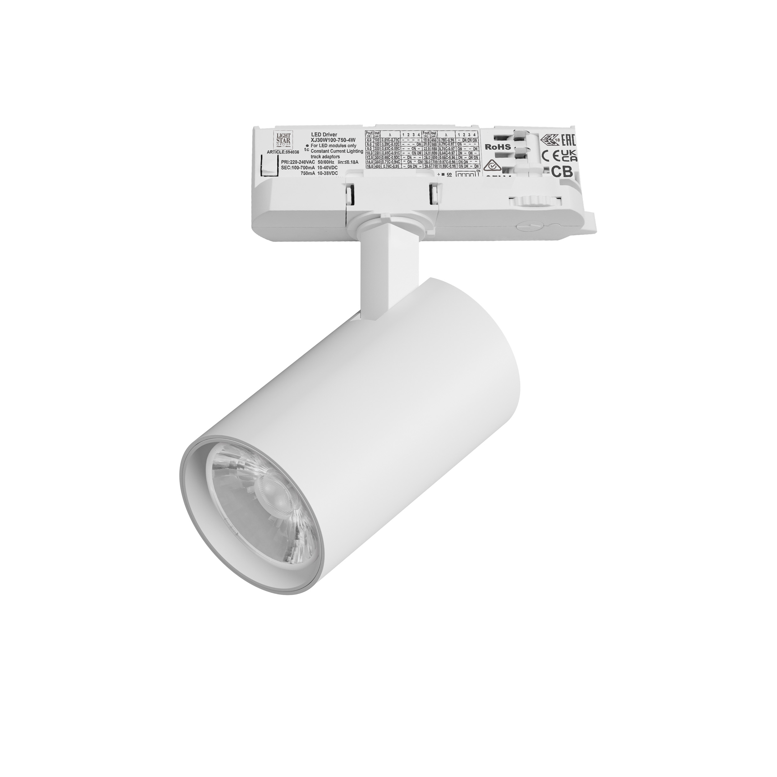 Светильник ALTA BASE для трековой системы Quattro LED 15W 1880LM 15G БЕЛЫЙ 3000K с адаптером (215136 + 594036 + 215101)
