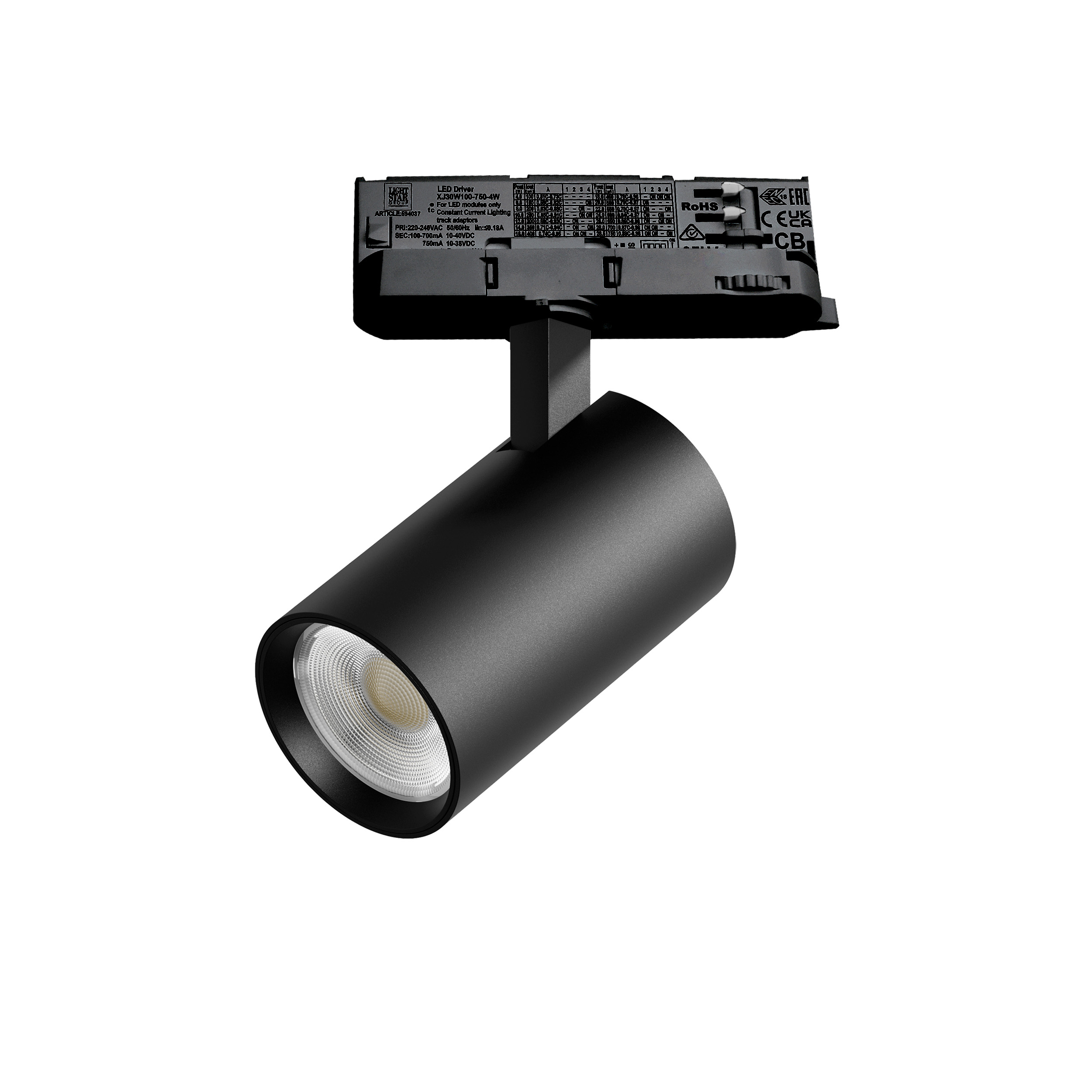 Светильник ALTA BASE для трековой системы Quattro LED 15W 1880LM 15G ЧЕРНЫЙ 4000K с адаптером (215147 + 594037 + 215101)