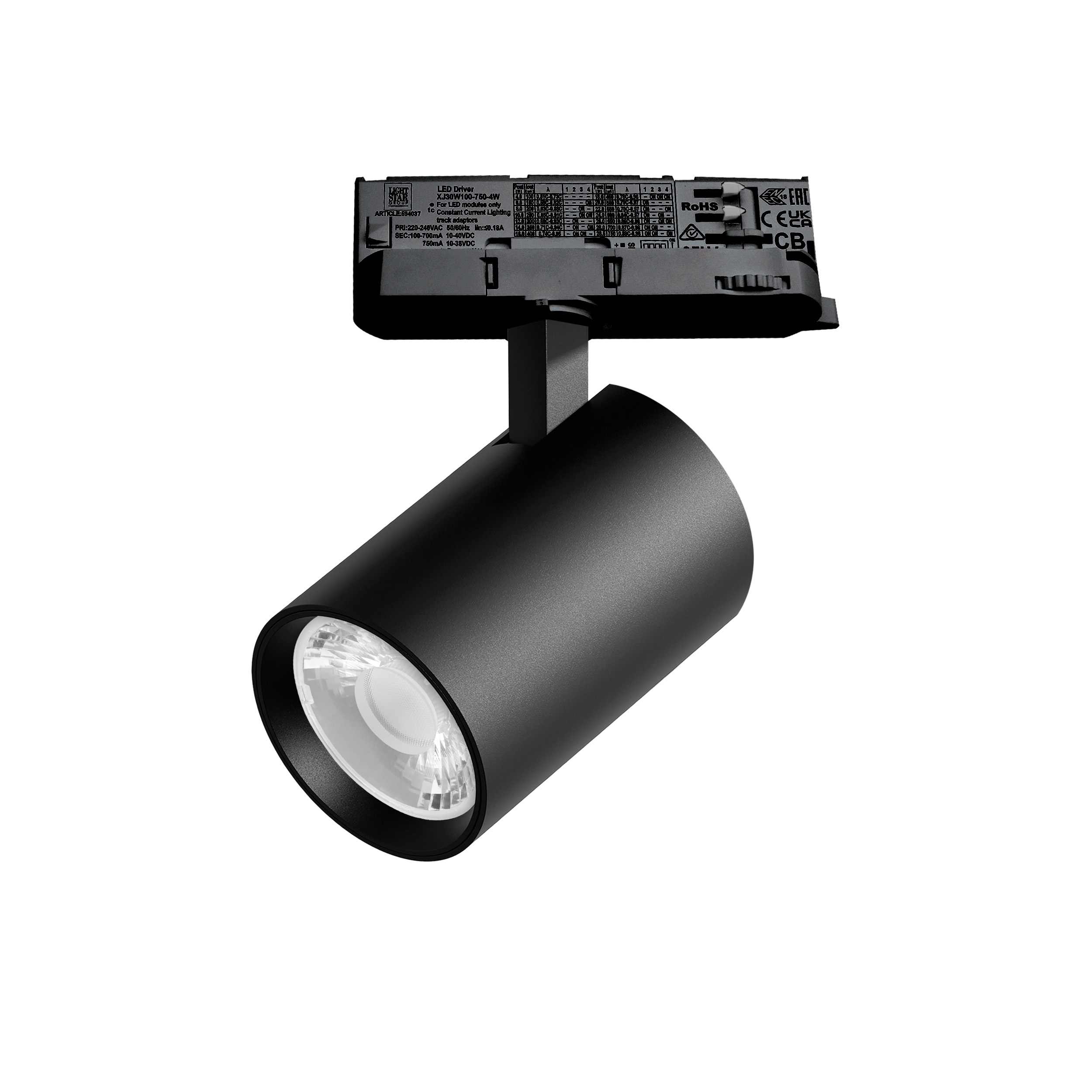 Светильник ALTA BASE для трековой системы Quattro LED 24W 3040LM 15G ЧЕРНЫЙ 3000K с адаптером (215237 + 594037 + 215201)