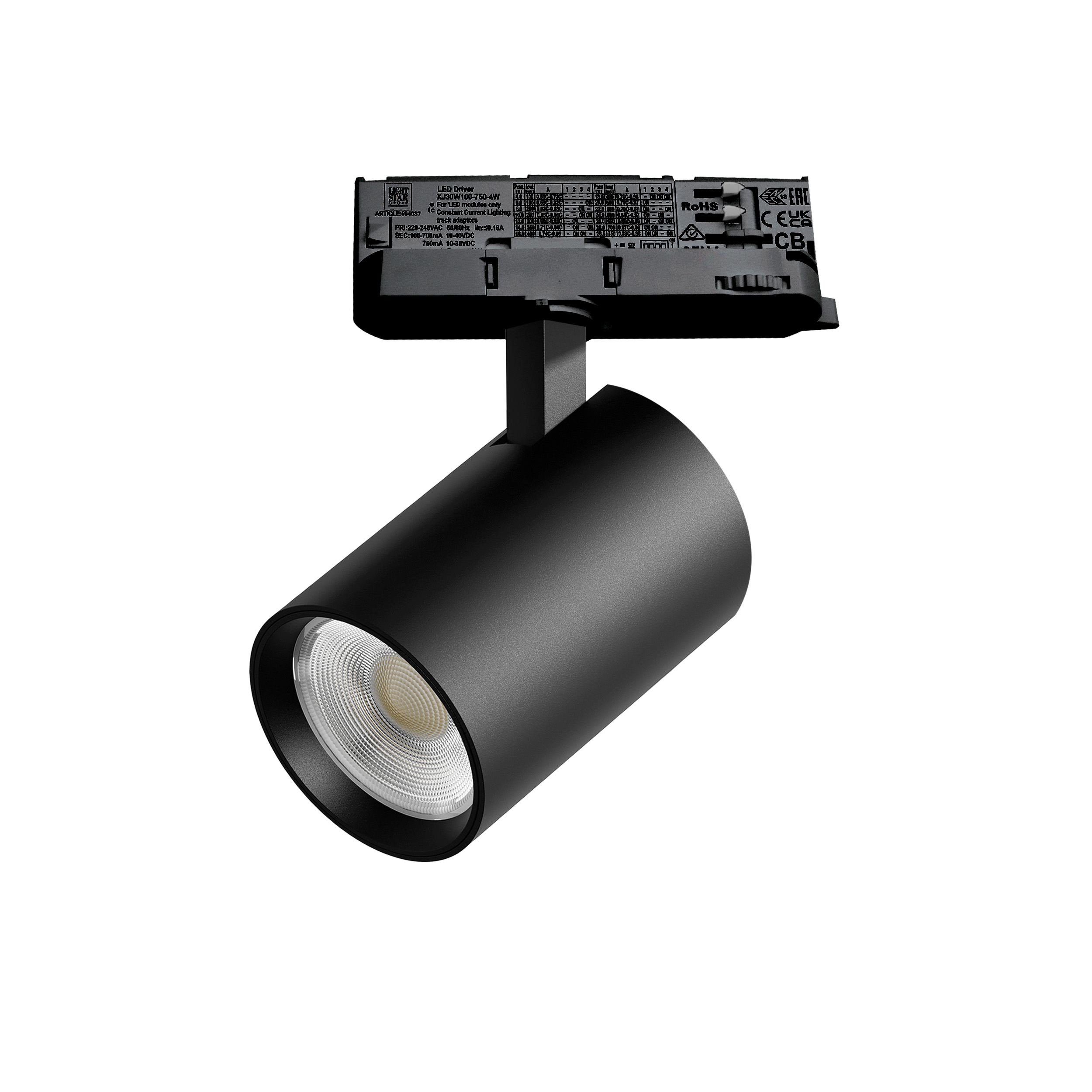 Светильник ALTA BASE для трековой системы Quattro LED 24W 3040LM 24G ЧЕРНЫЙ 3000K с адаптером (215237 + 594037)
