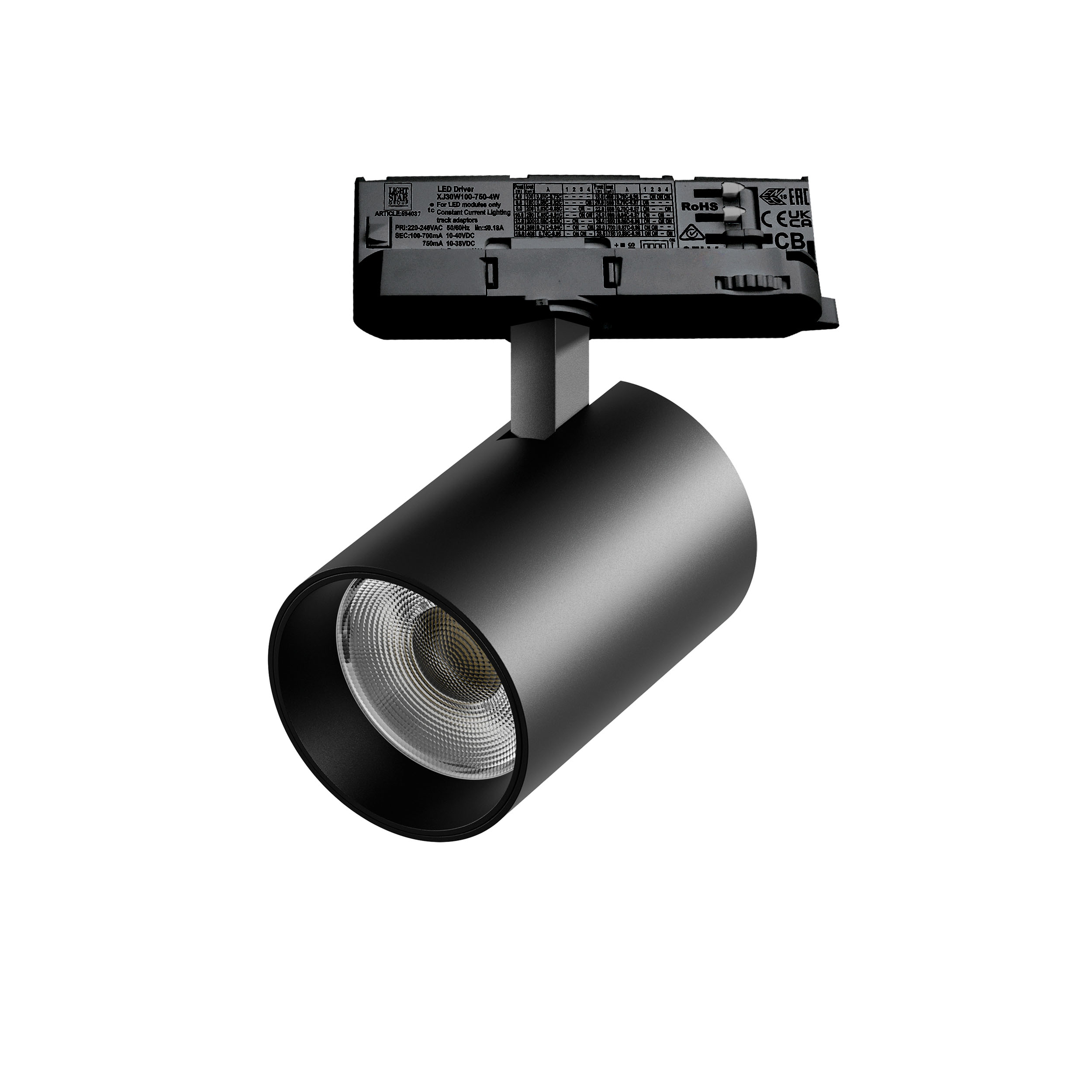 Светильник ALTA BASE для трековой системы Quattro LED 30W 3525LM 24G ЧЕРНЫЙ 3000K с адаптером (215337 + 594037)