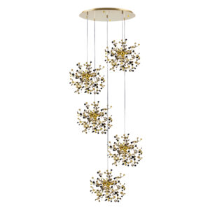 Подвес пятерной круглый EXTRA 5x3x5W(led) G9 (721132 - 5 + 572152 -1) ЗОЛОТО