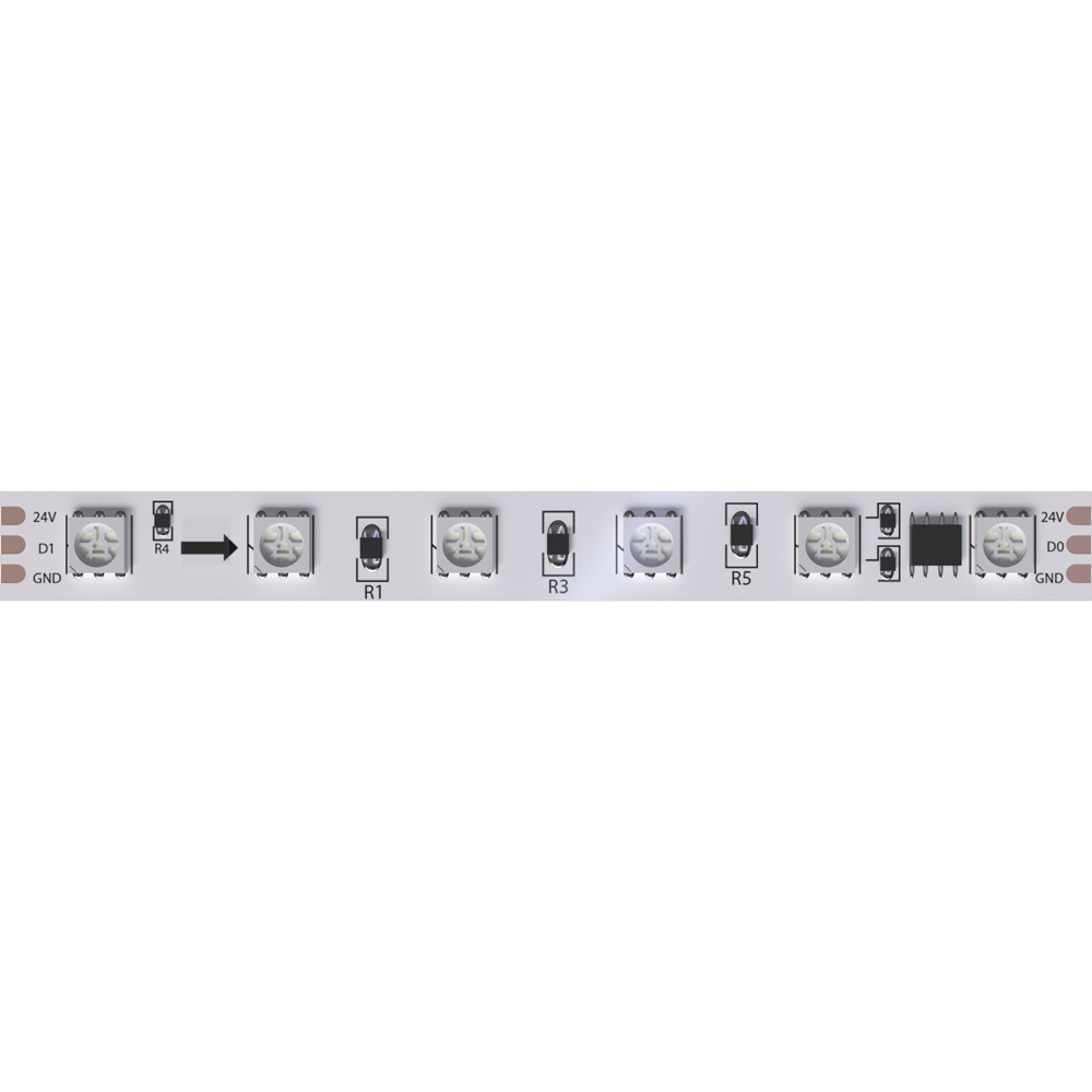 Светодиодная лента 24V 14,4W/m (на канал 4,8W/m) RGB 5м IP20 Arte Lamp SPI A2406010-05-RGB